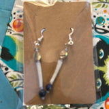 Handmade Beaded Earrings: Abalone, Dentillium, Blue Sodalite, & Czech Seed Beads