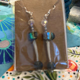 Handmade Earrings: Czech Seed Beads, Abalone, Dentillium, & Glass Globe